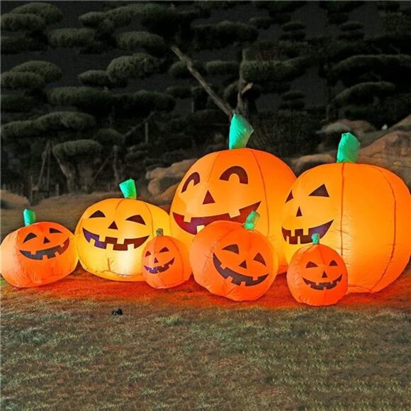 7.5FT Long Harvest Inflatable Pumpkin Patch Fall Inflatable Thanksgiving - Picture 1 of 7